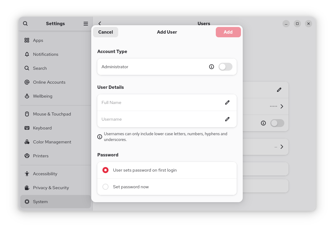Add User Dialog